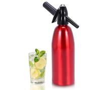 1L Portable Home Soda Maker, Aluminium Soda Syphon Kit for DIY Sparkling & Carbonated Water at Home, for Refreshing Seltzer, Cocktails, Juices & Fizzy Drinks (Red)