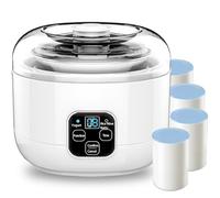 1L Premium Yogurt Maker: Stainless Steel Pot + 4 Ceramic Cups w/Dual Modes & Auto Temp Control - Compact Fermenter for Homemade Yogurt/Cultured Milk