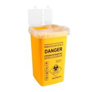 1L Sharps Bin for Needles, Small Locking Lid Portable Sharps Container | Sharps disposal container for needles, lancets and small sharp items, compact yellow box for home, travel and workspaces