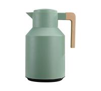 1L Thermal Coffee Carafe, Double Walled Insulated Pot with Wood Handle | Keeps hot drinks hot for hours, cold beverages for outdoor travel, stylish green finish for office use