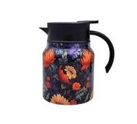 1L Thermal Coffee Carafe, Mini Thermal Flask, Vintage Floral Pattern Tea - Built-in Infuser, Carafe, Double Walled Stainless Steel Jug Pot Office Steel Insulated for Coffee, Tea