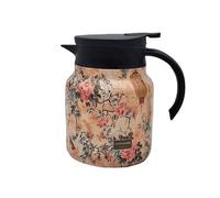 1L Thermal Coffee Carafe, Mini Thermal Flask, Vintage Floral Pattern Tea - Built-in Infuser, Carafe, Double Walled Stainless Steel Jug Pot Office Steel Insulated for Coffee, Tea