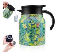 1L Thermal Coffee Carafe, Thermal Flask, Vintage Floral Pattern Tea - Built-in Infuser, Thermal Carafe, Double Walled Stainless Steel Thermal Jug Coffee Pot with Press Button Top for Coffee, Tea