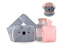 1L Wearable Hot Water Bottle Belt, Plush Koala Cover, Adjustable Wrap, Pink