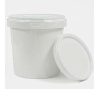 1L White Plastic Bucket with Lid - Food Grade Empty Container for Storage, Paint, Kitchen, DIY, Crafts, Cleaning, Jam, Honey, Small Liquids, Sauces & Condiments (Pack of 5)