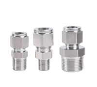 1l8" 1/4" 3/8" 1/2" 3/4" 1" NPT Male 1/8"-1" Inch 2 3 4 5 6 8-25mm Tube Compression Union 316L Stainless Pipe Fitting Connector(1 NPT,1 INCH_NPT Thread)