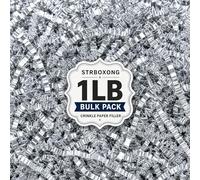 1LB (455g) Double Sided Silver Shredded Tissue Paper for Packing Gift Boxes - Premium Crinkle Cut Gift Box Filling Shredded Paper, Recyclable Hamper Fillers for Packaging, Crafting & Gifting