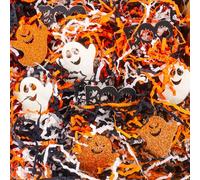 1LB Black White Orange Crinkle Cut Paper, Halloween Ghost Confetti for Basket Filling Gift Wrapping Ghosts Trick or Treat Confetti Halloween Party Decorations Filling Supplies