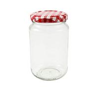 1lb Jam Jars. 100, 200, 300 Pack with Red Gingham Airtight Lids. FSA Approved, Wares of Knutsford Ltd. (300)