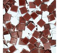 1LB Large Size Brown Mosaic Tiles for Crafts Bulk, 1Inch 12 Colors Options Big Square Shaped Glass Tiles Stained Pieces for Home Handmade Gifts Mosaic Project Supplies