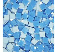 1LB Large Size Light Blue Mosaic Tiles for Crafts Bulk, 1Inch 12 Colors Options Big Square Shaped Glass Tiles Stained Pieces for Home Handmade Gifts Mosaic Project Supplies