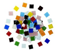 1LB Large Size Mixed Color Mosaic Tiles for Crafts Bulk, 1Inch 12 Colors Options Big Square Shaped Glass Tiles Stained Pieces for Home Handmade Gifts Mosaic Project Supplies