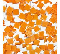 1LB Large Size Orange Mosaic Tiles for Crafts Bulk, 1Inch 12 Colors Options Big Square Shaped Glass Tiles Stained Pieces for Home Handmade Gifts Mosaic Project Supplies