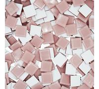 1LB Large Size Pink Mosaic Tiles for Crafts Bulk, 1Inch 12 Colors Options Big Square Shaped Glass Tiles Stained Pieces for Home Handmade Gifts Mosaic Project Supplies