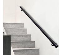 1m 1.8m 2m 2.4m 3m Stairs Banister Handrail Kit, Wall Mount Elderly Railings Safety Support Hand Rail Corridor Rod, Black Non-Slip Grab Rail for Outdoor Indoor(8.2ft/250cm)