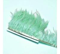 1M 10-15cm Natural Chicken Feathers Trim Ribbon Crafts DIY Wedding Dress Feather Sewing Skirt Party Plume Handmade Decor-Mint Green-100cm