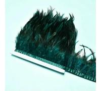 1M 10-15cm Natural Chicken Feathers Trim Ribbon Crafts DIY Wedding Dress Feather Sewing Skirt Party Plume Handmade Decor-Blackish green-100cm