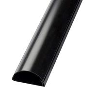 1m (100cm) | 50mm x 25mm Black Trunking | Half Round Cable Conduit Cover | HDMI AV TV Ethernet & SCART Wire Ducting | Wall Tidy Management | Self-Adhesive Backing *Easy Install* | Neat Skirting