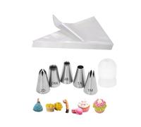 1M 2D 1A 4B D66 Piping Tips and Bags with Coupler,5 Large Frosting Tips Set for Rosettes,Drop FLower,Macarons,Churros,Eclairs,20 Disposable Pastry Bags for Decorating,1 Large Coupler