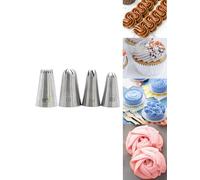 1M 2D 1B 9FT Large Icing Piping Nozzles Set for Cupcake Cake Decorating,Open Star & Closed Star Piping Tips,4 Pcs