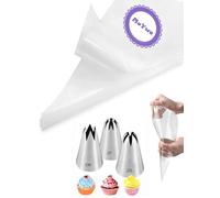 1M 2D 2F Piping Nozzles,3 Pcs Large Flower Piping Tips with 20 Pcs Disposable Icing Bags 12inch for Cake Cupcake Decorating
