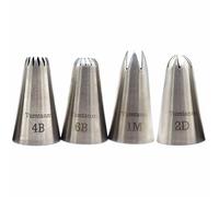 #1M #2D #4B #6B Large Piping Nozzles, 4 pcs Stainless Steel Seamless Icing Piping Tips Set for Cupcakes and Baking