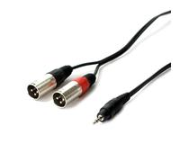 1m 3.5mm Stereo Jack Plug to 2x XLR Male Splitter Cable/Lead - Laptop PC Mixer Amp - Loops