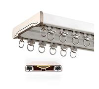 1m~5m Aluminium Curtain Rail Heavy Duty Double Tracks Ceiling Mount Conjoined Curtain Track System For RV, Bay Window Ustproof With Fittings (Color : Pearl White, Size : 4m)