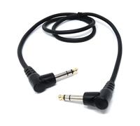 1m 6.35mm 1/4" TRS Stereo Jack to Jack Plug, Dual Right Angle Patch Cable Lead for Headphones Amplifiers, Music Instruments, Live Events, DJ 3.3ft