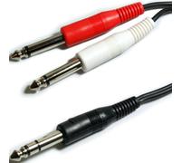 1M 6.35mm Stereo Plug To 2X 1/4" Mono Male Jack Cable Microphone Y Splitter Lead