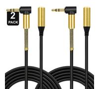 1M Aux Extension Cable 2Pack, 3.5mm Right Angle Gold Plated Jack Auxiliary Audio Lead, Male To Female Stereo Android Mp3 Speaker