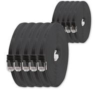 1M Black Cat.6 Flat Network Cable - Pack of 10 - Ultra Flat Gigabit LAN (RJ45) Patch Cable