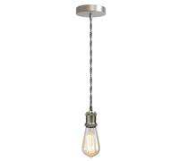 1M Black & White Twisted Cable Pendant E27 Base With Satin Nickel Lamp Holder