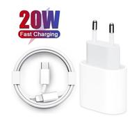 (1m Cable and EU Charger) EU Plug USB-C Power Adapter Fast Charging PD Cable 20W PD Charger Cable for iPhone 13 12 11 Pro Max X XR XS Max 8 Plus 12 13