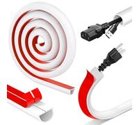 1M Cable Trunking, PVC Cable Hider for Single Cable, Self-Adhesive Cable Management System, Flexible TV Cable Hider Half Round Cable Cover, Extension Cord Covers for Wires on Wall & Floor (White)