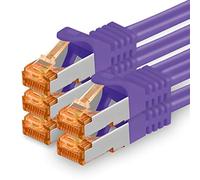 1m - Cat.7 network cable purple - 5 pieces Gigabit Ethernet LAN cable 10000 Mbit s patch cable Cat7 cable S FTP PIMF shielding LSZH Cat.7 raw cable Rj45 plug Cat 6a - 5 x 1 meter