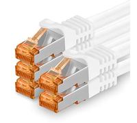 1m Cat7 Network Cable White - 5 Pack Gigabit Ethernet LAN Cable 10000Mbps Cat7 Patch Cable S FTP PIMF LSZH Shielded Cat.7 Raw Cable Rj45 Cat 6a Plug 5m x 1m