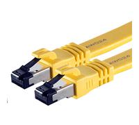1m - Cat8.1 high end patch cable flat yellow - 1 piece 40 Gigabit network cable Ethernet LAN cable 40000 Mbits 2000 MHz patch cable Cat8 cable LSZH UFTP PIMF Rj45 plug - 1 x 1 meter