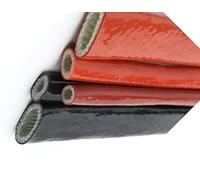 1M Fire Retardant Fiberglass Tube - 4mm to 30mm, Silicone Coated Braided Sleeve for Wiring, Heat Resistant up to 300°C(Black,10mm)