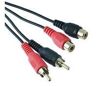 1m Gold Plated Twin RED BLACK RCA Phono Plug to Female Socket Cable Extension Lead