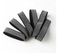 1M Gold Wire and Silver Wire Flat Elastic Band Gold Silver Elastic Sewing Rubber Band DIY Clothing Belt Jewelry Sewing Accessori-Silver on black15mm-1M