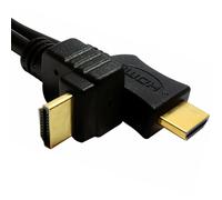 1m high Speed HDMI Male Cable | Right Angled (270 Degree) To Straight Plug Connector Lead | Type A Bend Angled End | Video Source AV Laptop Video TV