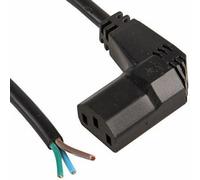 1M Iec Kettle Plug To Bare Stripped Ends Right Angled Power Cable Battery C13