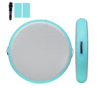 1M Inflatable Round Tumbling Mat, 20cm Thick Air Gymnastics Track Tumbling Inflatable Gymnastics Mat, Tumble Track for Gym Home Use/Training/Cheerleading/Yoga/Water Fun (GREEN)