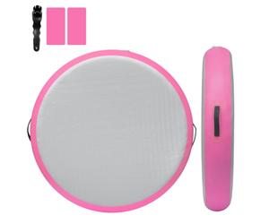 1M Inflatable Round Tumbling Mat, 20cm Thick Air Gymnastics Track Tumbling Inflatable Gymnastics Mat, Tumble Track for Gym Home Use/Training/Cheerleading/Yoga/Water Fun (Pink)