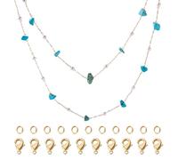 1M Natural Synthetic Turquoise Chip Stone Beaded Chain Soldered Faux Pearl Crystal Chip Stone Chain with 20Pcs Jump Rings 20Pcs Lobster Clasps for DIY Necklace Jewelry Making