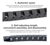 1M Nylon Drag Chain for 3D Printers & CNC Machines - Cable Energy Chain with 7x7mm / 10x10mm / 10x15mm Inner Dimensions, Flexible Plastic Cable Carr(10×10)