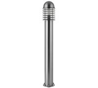 1M Tall Outdoor IP44 Bollard Light Lamp Post -Polished Stainless Steel- Vandal Resistant Garden Driveway Patio Pathway Illumination Pillar -60W E27 Bulb LED Compatible- Outside Ground Floor Courtyard