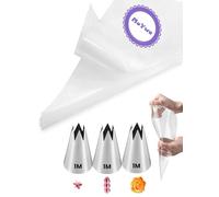 1M Piping Nozzles with Bags,1M Open Star Piping Tips,3 Pcs 1M Icing Nozzles with 20 Disposable Piping Bags for Cake Decorating