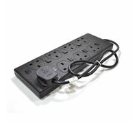 1m Switched 8 Gang Mains Extension Lead 8 Way UK Power Sockets BLACK [007867]